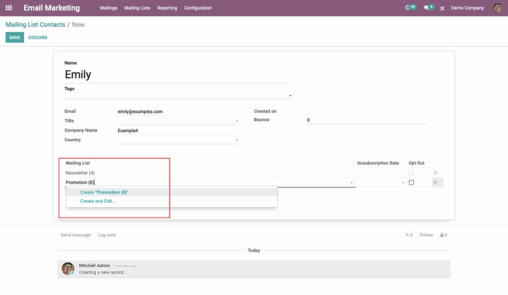 odoo email marketing